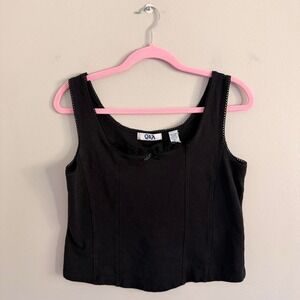 Y2K‎ BLACK Q&A CORSET LACE TANK TOP